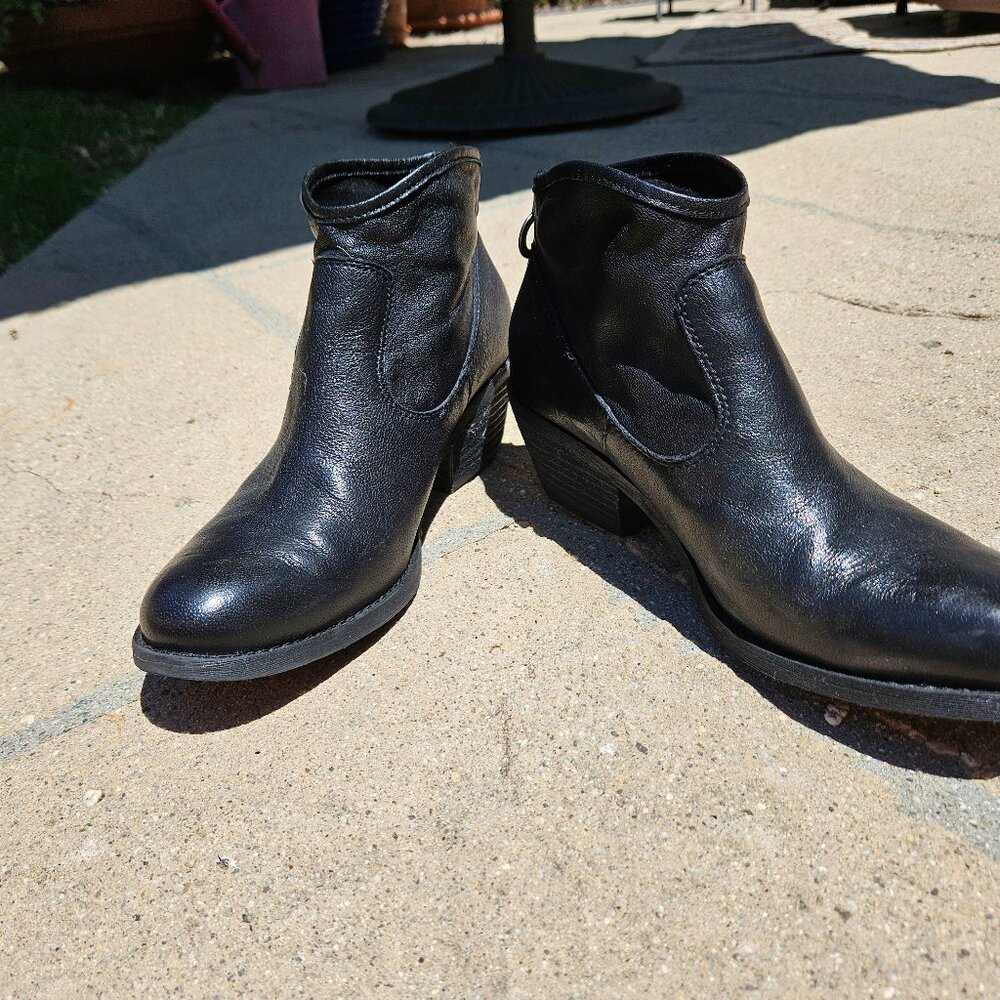 Black leather ankle boots